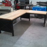 Modern L Shaped Ash Top And Steel Desk, Wood Top Printer Stand,Stainless Kitchen Cart 3 small