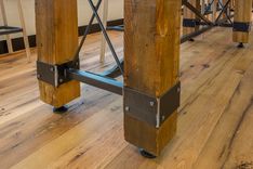Custom Reclaimed Wood & Steel Conference Table / Farm Table / Community Table 2 small