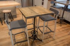 Bistro Table / Table Base / Cafe Table / Reclaimed Wood & Steel Table 3 small