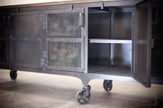 Custom 9' Industrial Rolling Media Cabinet, Modern Industrial Console Table, Accent Table 5 small