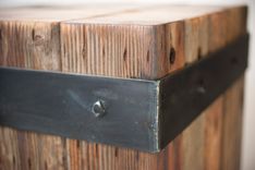 Reclaimed Bundled Wood Beams & Steel Strap Accent Table. Coffee Table, Bistro/Cafe Table 2 small