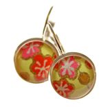 Blossoms On Chartreuse Lever Back Earrings 1 small