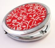Double-Sided Compact Mirror With Vines In Red Design 2 small