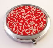 Double-Sided Compact Mirror With Vines In Red Design 3 small