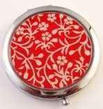 Double-Sided Compact Mirror With Vines In Red Design 4 small