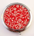Double-Sided Compact Mirror With Vines In Red Design 5 small
