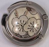 Foldable Purse Hook With Grey Plum Blossoms Design 4 small