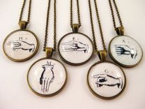 Sign Language Glass Pendant On Bronze Rolo Necklace 2 small
