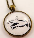 Sign Language Glass Pendant On Bronze Rolo Necklace 3 small