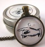 Sign Language Glass Pendant On Bronze Rolo Necklace 4 small