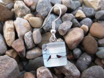 Glass Tile Earrings With Birds On A Wire Design 3 small