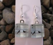 Glass Tile Earrings With Birds On A Wire Design 4 small