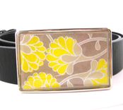 Resin Belt Buckle With Yellow Zinnias Design 2 small