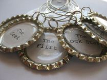 Upcycled Bottle Caps Mean Friends Wine Charms In Set Of 6 1 small