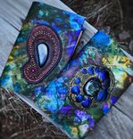 Labradorite leather hand dyed journal cover  1 small