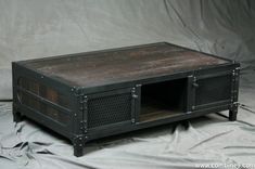 Vintage Style Coffee Table. Reclaimed Wood And Steel Coffee Table. Rustic Coffee Table With Storage. 1 small