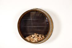 Wall Mounted Wine Bottle & Cork Display - Kala - Made From Napa Wine Barrels 1 small
