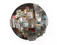 Wine Barrel Ring Wall Sconce - Supernova - Made From Salvaged California Wine Barrel Rings 5 small