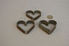 Wine Barrel Ring Heart Ornaments - 3 Hearts - Made From Retired Napa Wine Barrel Steel 4 small