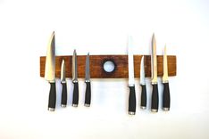 California Wine Barrel Bung Magnetic Knife Rack - Ganivet - Reclaimed Wine Barrel Stave 2 small