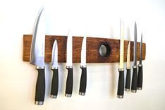 California Wine Barrel Bung Magnetic Knife Rack - Ganivet - Reclaimed Wine Barrel Stave 5 small
