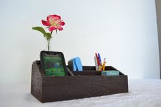 Wine Barrel Charging Station Organizer - Laurel - Made From Ca Wine Barrels 3 small