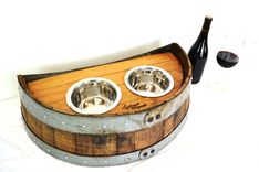 Wine Barrel Pet Feeder - Demitasse - Made From Reclaimed California Cabernet Barrels 1 small