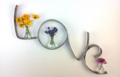 Wine Barrel Ring Sign And Vase Holder - Love - Made From Salvaged Ca Wine Barrel Rings 7 small