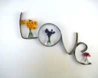 Wine Barrel Ring Sign And Vase Holder - Love - Made From Salvaged Ca Wine Barrel Rings 4 small