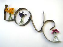 Wine Barrel Ring Sign And Vase Holder - Love - Made From Salvaged Ca Wine Barrel Rings 5 small