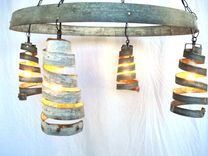 Wine Barrel Ring Chandelier - Bajan Celestial - Made From Retired Ca Wine Barrel Rings 2 small