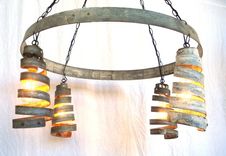 Wine Barrel Ring Chandelier - Bajan Celestial - Made From Retired Ca Wine Barrel Rings 3 small