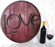 Barrel Head And Ring Art -  Love  - Authentic Wine Barrel Head  Sign 1 small