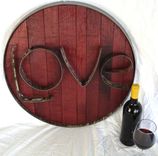 Barrel Head And Ring Art -  Love  - Authentic Wine Barrel Head  Sign 2 small