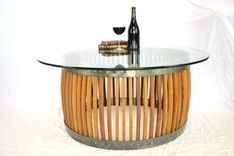Wine Barrel Coffee Table - Capparis - Made From Retired California Wine Barrel Staves 2 small