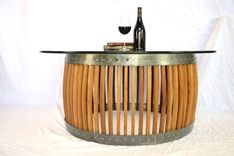 Wine Barrel Coffee Table - Capparis - Made From Retired California Wine Barrel Staves 3 small