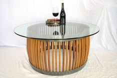 Wine Barrel Coffee Table - Capparis - Made From Retired California Wine Barrel Staves 5 small