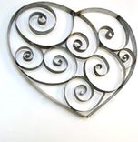 Wine Barrel Ring Heart With Swirls - Tresna - Made From Retired California Wine Barrel Rings 2 small