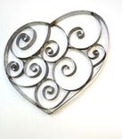 Wine Barrel Ring Heart With Swirls - Tresna - Made From Retired California Wine Barrel Rings 3 small