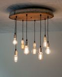 Wine Barrel Head Adjustable Chandelier - Resplendent - Made From Retired Ca Wine Barrels 1 small
