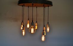 Wine Barrel Head Adjustable Chandelier - Resplendent - Made From Retired Ca Wine Barrels 6 small