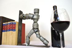 Wine Barrel Ring Bookends - Kitabu - Made From Salvaged Napa Wine Barrel Rings 1 small