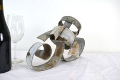 Wine Barrel Ring Bottle Holder - The Rocket - Made From Salvaged California Wine Barrel Rings 2 small