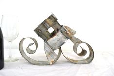Wine Barrel Ring Bottle Holder - The Rocket - Made From Salvaged California Wine Barrel Rings 6 small