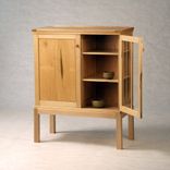 Maple On Maple Half-Glass Liquor Cabinet 1 small