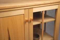 Maple On Maple Half-Glass Liquor Cabinet 4 small