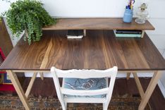 Computer Desk - Walnut And Red Oak 4 small