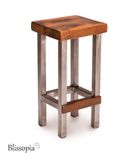 Industrial Bar Stool - Counter Stool - Island Stool - Reclaimed Wood And Steel Square Legs 1 small