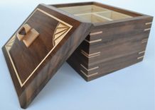 Bespoke, Custom Made Walnut And Maple Inlayed Jewelry Box 1 small