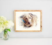 Watercolor Digital Print Portrait Of Pet Or Family, Canvas Print 6 small